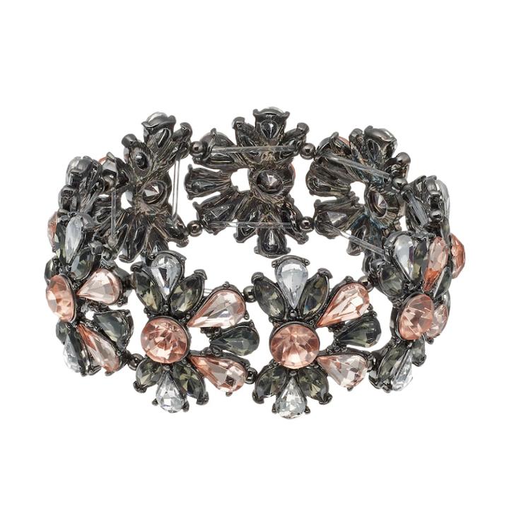 Pink Stone Cluster Flower Stretch Bracelet, Women's, Oxford