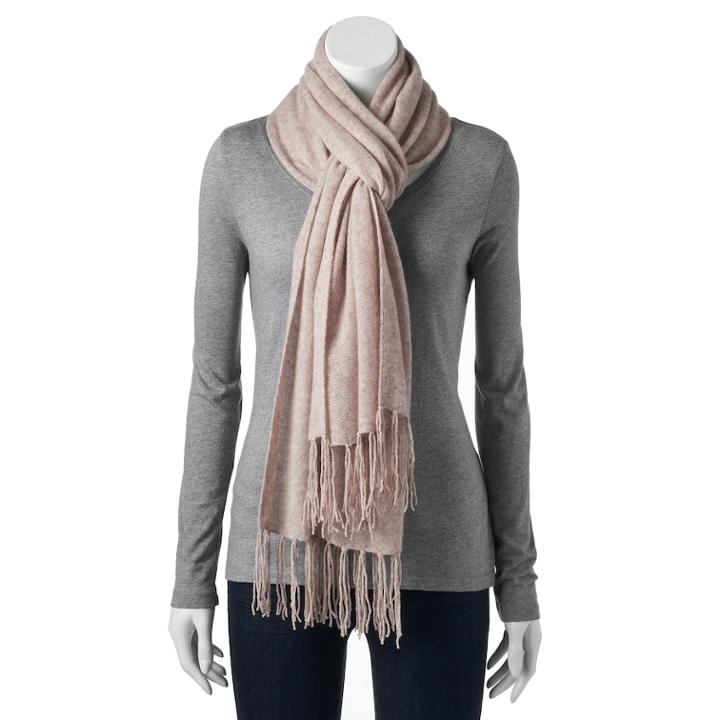 Apt. 9&reg; Fringed Cashmere Oblong Scarf, Women's, Lt Brown