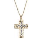 14k Gold Two Tone Openwork Cross Pendant Necklace, Women's, Size: 18, Yellow