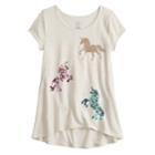 Girls 4-12 Sonoma Goods For Life&trade; Sequin High-low Hem Tee, Size: 12, Lt Beige
