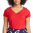 Plus Size Chaps V-neck Jersey Tee, Women's, Size: 2xl, Red