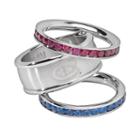 Logoart Montreal Canadiens Stainless Steel Crystal Stack Ring Set, Women's, Size: 9, Multicolor