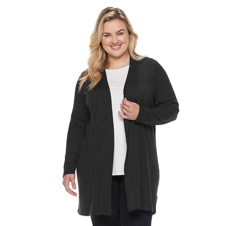 Plus Size Dana Buchman Ribbed Duster Cardigan, Women's, Size: 2xl, Oxford