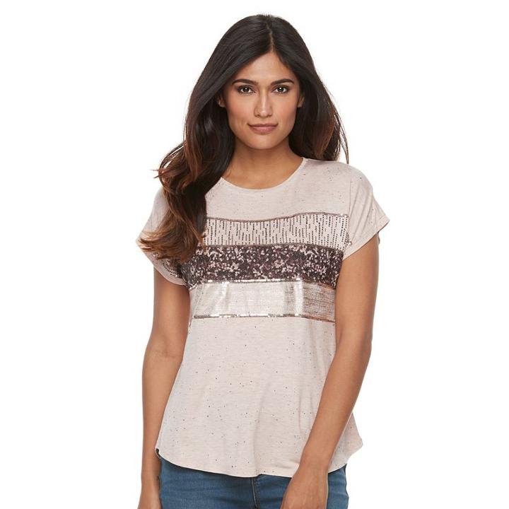Petite Apt. 9&reg; Adorn Graphic Tee, Women's, Size: S Petite, Light Pink