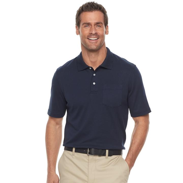 Men's Croft & Barrow&reg; Classic-fit Easy-care Interlock Pocket Polo, Size: Xxl, Dark Blue