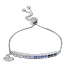Brilliance Silver Plated You Are Beautiful Bolo Bracelet With Swarovski Crystals, Women's, Blue