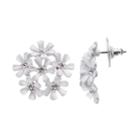 White Flower Cluster Nickel Free Earrings, Women's