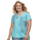 Plus Size Sonoma Goods For Life&trade; Graphic V-neck Tee, Women's, Size: 3xl, Med Blue