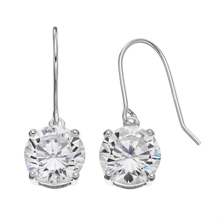 Cubic Zirconia Sterling Silver Drop Earrings, Women's, Grey