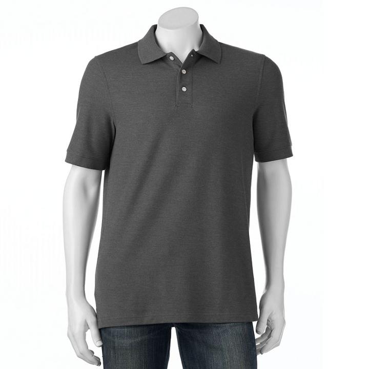 Men's Croft & Barrow&reg; True Comfort Classic-fit Pique Performance Polo, Size: Large, Dark Grey