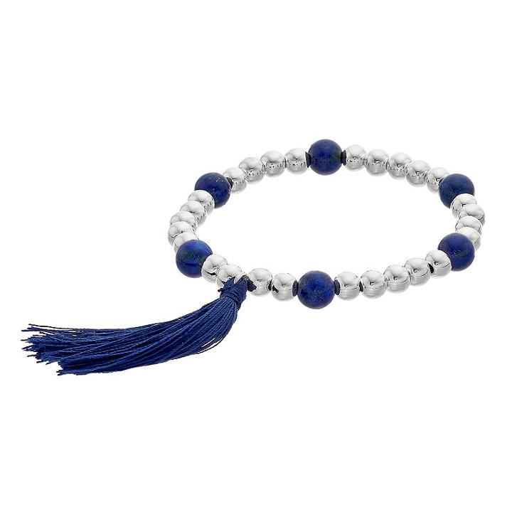 Chaps Blue Tassel Beaded Stretch Bracelet, Women's, Navy