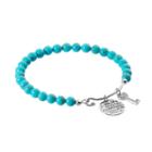 Charmed By Diamonds Simulated Turquoise Bead & 1/10 Carat T.w. Diamond Spirited Charm Bracelet, Women's, Size: 7.5, Blue