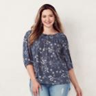 Plus Size Lc Lauren Conrad Pintuck Peasant Top, Women's, Size: 0x, Grey
