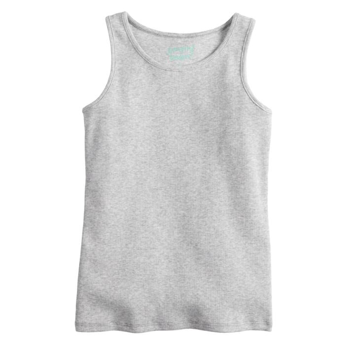 Girls 4-10 Jumping Beans&reg; Basic Solid Ribbed Tank Top, Size: 5, Light Grey