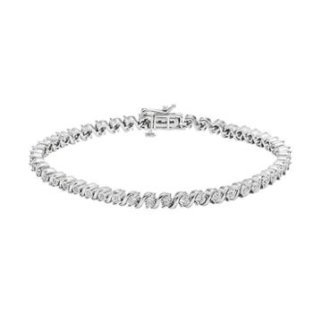 Sterling Silver 1/3 Carat T.w. Diamond Swirl Bracelet, Women's, White