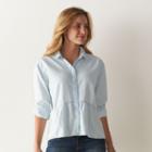 Women's Sonoma Goods For Life&trade; Chambray Peplum Blouse, Size: Large, Blue (navy)