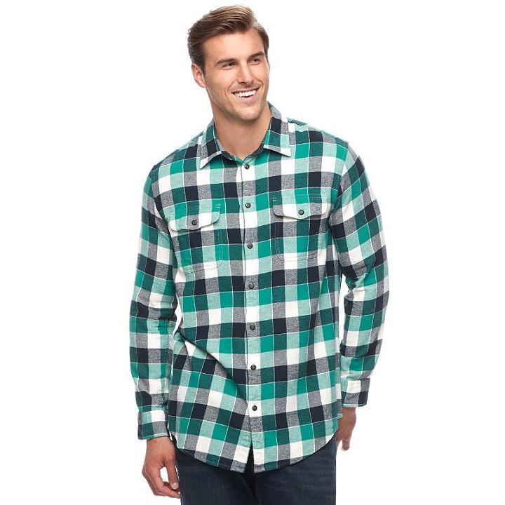 Big & Tall Sonoma Goods For Life™ Supersoft Stretch Flannel Shirt, Men's, Size: 3xl Tall, Med Green