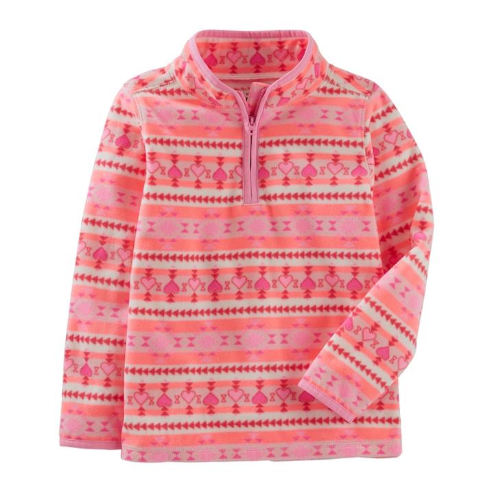 Girls 4-12 Oshkosh B'gosh Microfleece Half Zip Sweatshirt, Size: 7, Coral Print