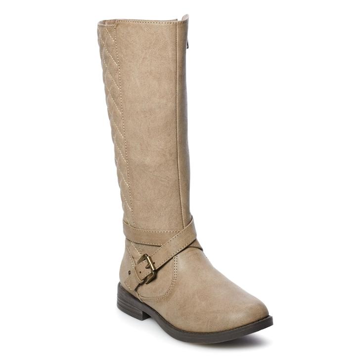 So&reg; Carrie Girls' Tall Riding Boots, Size: 5, Lt Beige