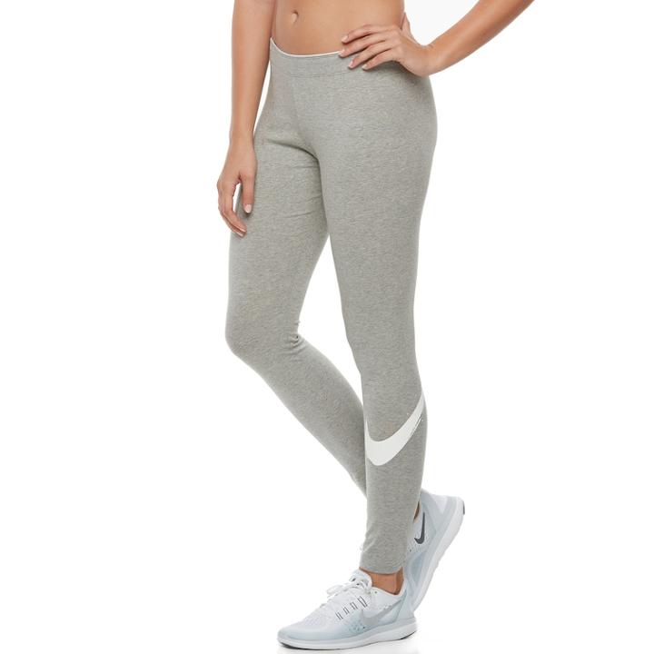 Women's Nike Sportswear Club Swoosh Leggings, Size: Large, Grey Other
