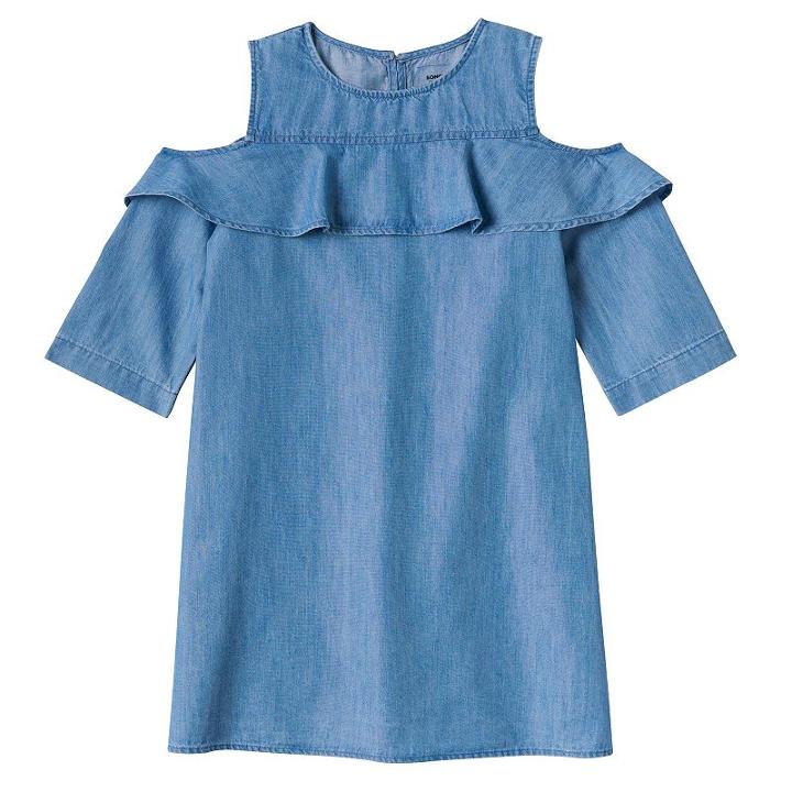 Girls 4-8 Sonoma Goods For Life&trade; Denim Cold Shoulder Ruffle Dress, Girl's, Size: 6x, Dark Blue