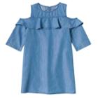 Girls 4-8 Sonoma Goods For Life&trade; Denim Cold Shoulder Ruffle Dress, Girl's, Size: 6x, Dark Blue