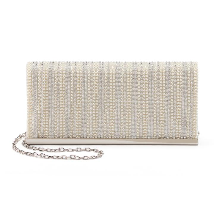 Lenore By La Regale Simulated Pearl & Rhinestone Flap Clutch, Women's, Lt Beige