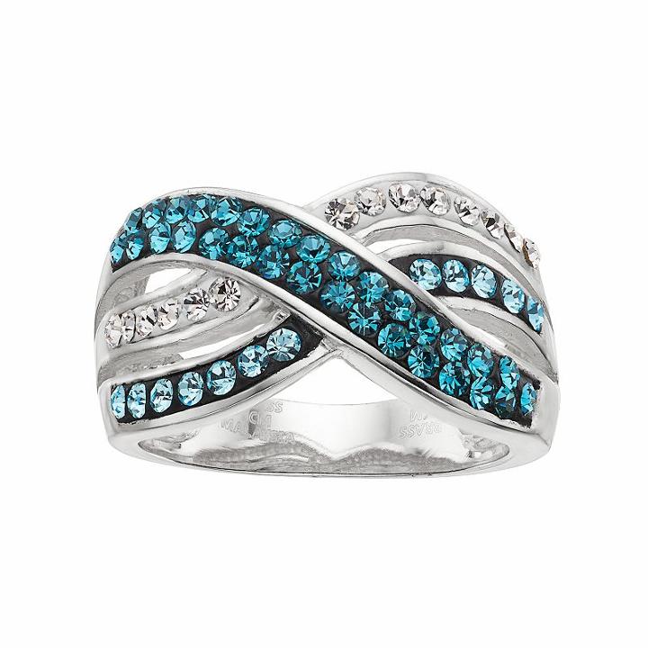 Confetti Blue Crystal Crisscross Ring, Women's, Size: 7