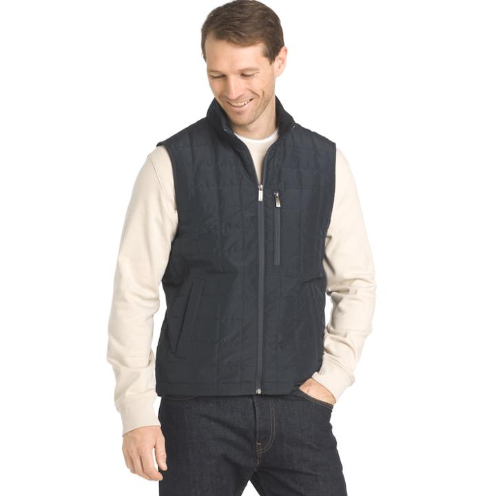 Men's Van Heusen Traveler Quilted Vest, Size: Medium, Dark Blue