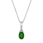 Sterling Silver Lab-created Emerald & Diamond Accent Oval Pendant, Women's, Green