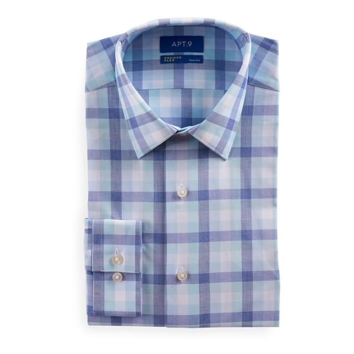 Men's Apt. 9&reg; Slim-fit Flex Collar Dress Shirt, Size: 18 36/37, Lt Green