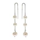 Pearlustre By Imperial Sterling Silver Freshwater Cultured Pearl Threader Earrings, Women's, White