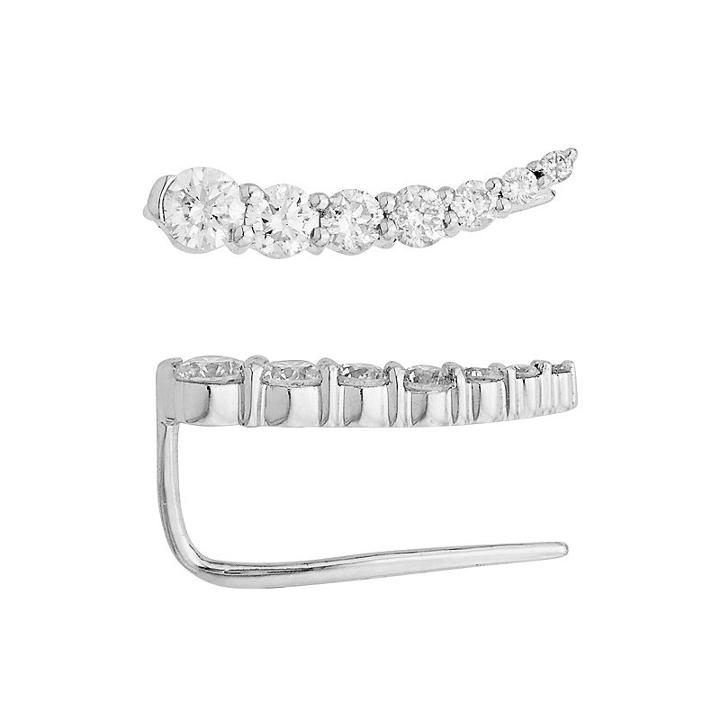 14k White Gold 1/2 Carat T.w. Diamond Ear Climber Earrings, Women's