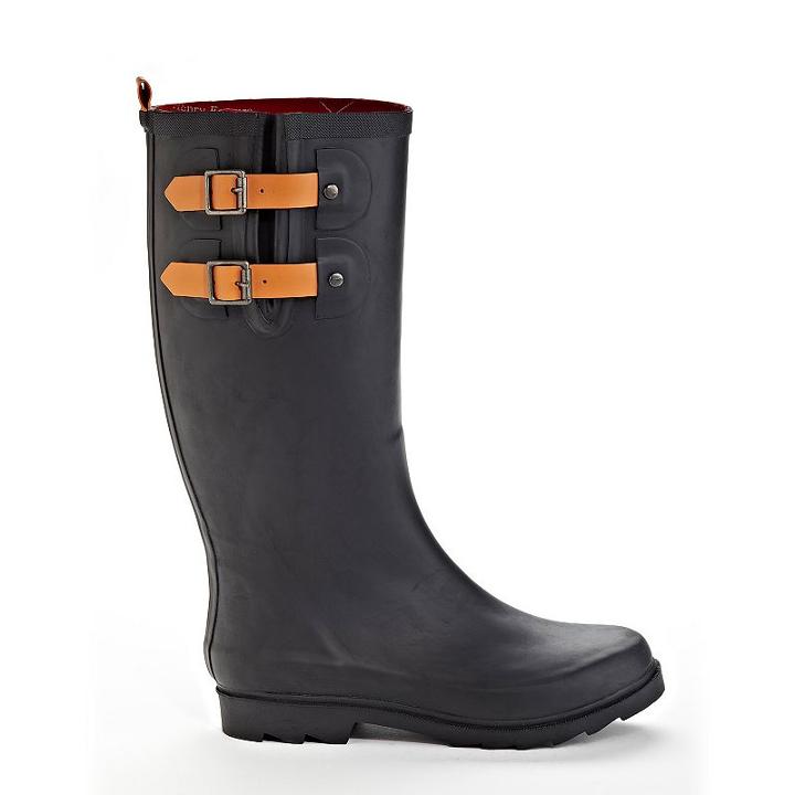 Henry Ferrera Blue Stone Women's Water-resistant Rain Boots, Size: 6, Black