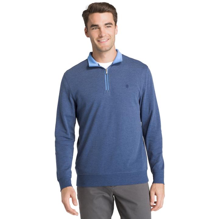 Men's Izod Saltwater Classic-fit Fleece Quarter-zip Pullover, Size: Large, Brt Blue