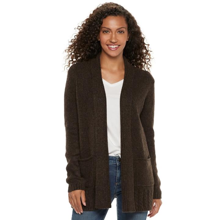 Women's Sonoma Goods For Life&trade; Supersoft Airy Shawl Collar Cardigan, Size: Xl, Dark Brown