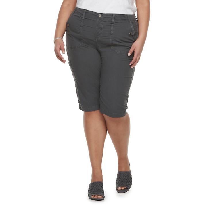 Plus Size Sonoma Goods For Life&trade; Ultra Breathable Poplin Skimmer Shorts, Women's, Size: 24 W, Dark Grey