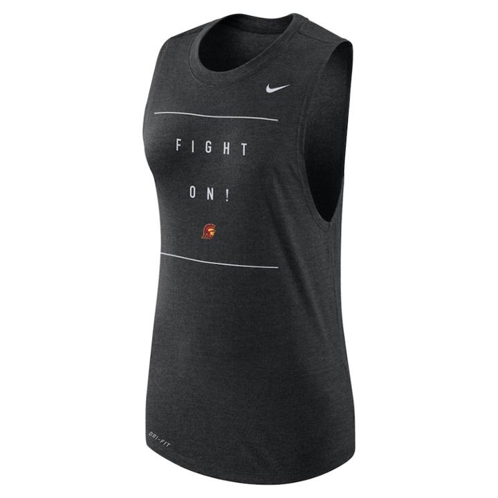 Women's Nike Usc Trojans Dri-fit Muscle Tank Top, Size: Medium, Black