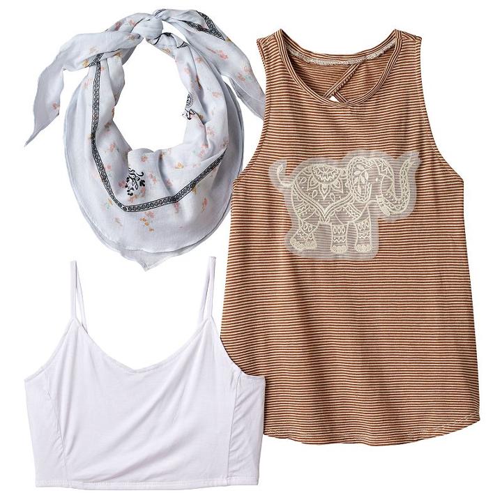 Girls 7-16 Miss Chievous Crochet Lace Applique Tank Top, Bralette & Bandana Scarf Set, Girl's, Size: Xl, Red/coppr (rust/coppr)