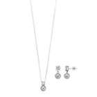 Sterling Silver Cubic Zirconia Pendant & Earring Set, Women's, White
