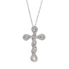 1/2 Carat T.w. Diamond 10k White Gold Twisted Cross Pendant Necklace, Women's