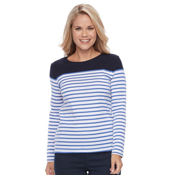 Petite Croft & Barrow&reg; Crewneck Tee, Women's, Size: Xl Petite, Blue