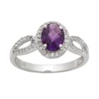 Sterling Silver Amethyst And Lab-created White Sapphire Halo Ring, Women's, Size: 8, Multicolor