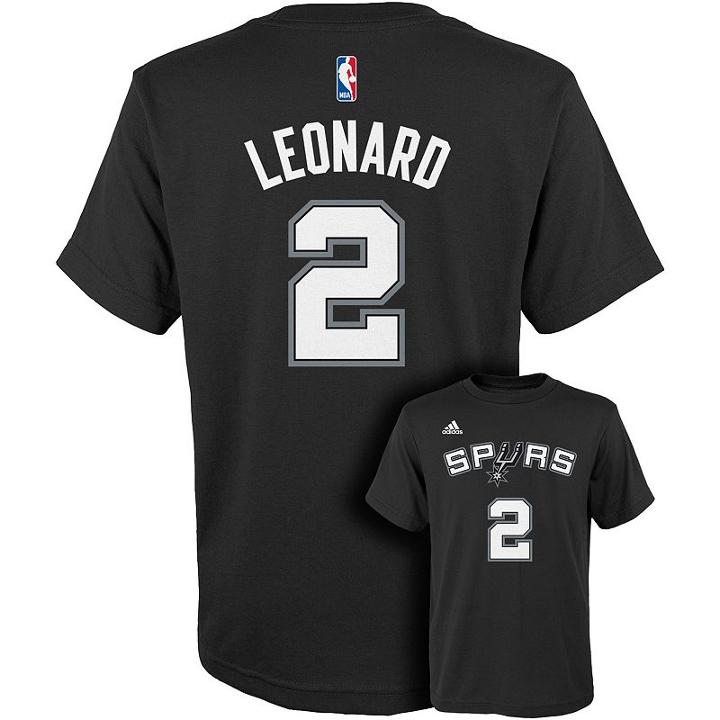 Boys 8-20 Adidas San Antonio Spurs Kawhi Leonard Name & Number Tee, Boy's, Size: M 10-12, Black