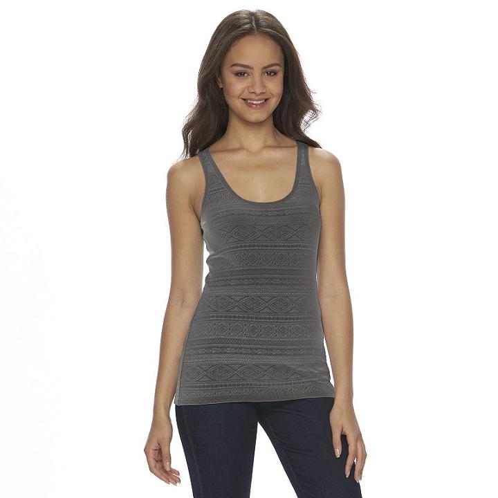 Juniors' So&reg; Double Scoop Textured Tank Top, Girl's, Size: Medium, Grey (charcoal)