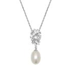 Simply Vera Vera Wang Sterling Silver Cultured Pearl & Lab-created White Sapphire Cluster Pendant, Women's, Size: 18