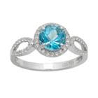 Sterling Silver Swiss Blue Topaz And Lab-created White Sapphire Halo Ring, Women's, Size: 8, Multicolor