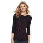 Women's Dana Buchman Striped Boatneck Top, Size: Large, Purple