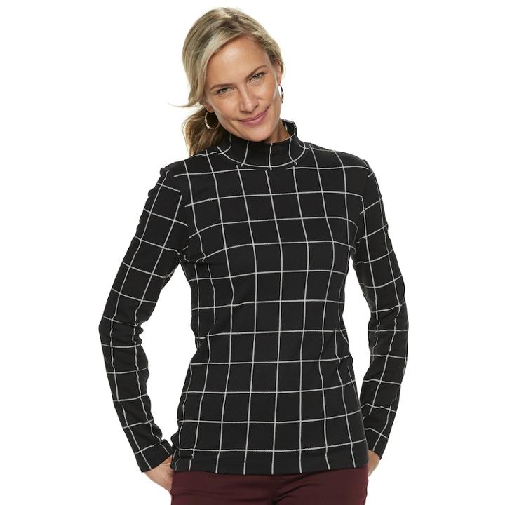 Women's Croft & Barrow&reg; Essential Mockneck Top, Size: Large, Black