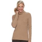 Women's Croft & Barrow&reg; Ribbed Turtleneck Sweater, Size: Large, Med Beige